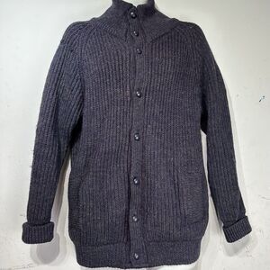 handcrafted Ltd Great Britain knit pure wool cardigan chunky sweater Size M